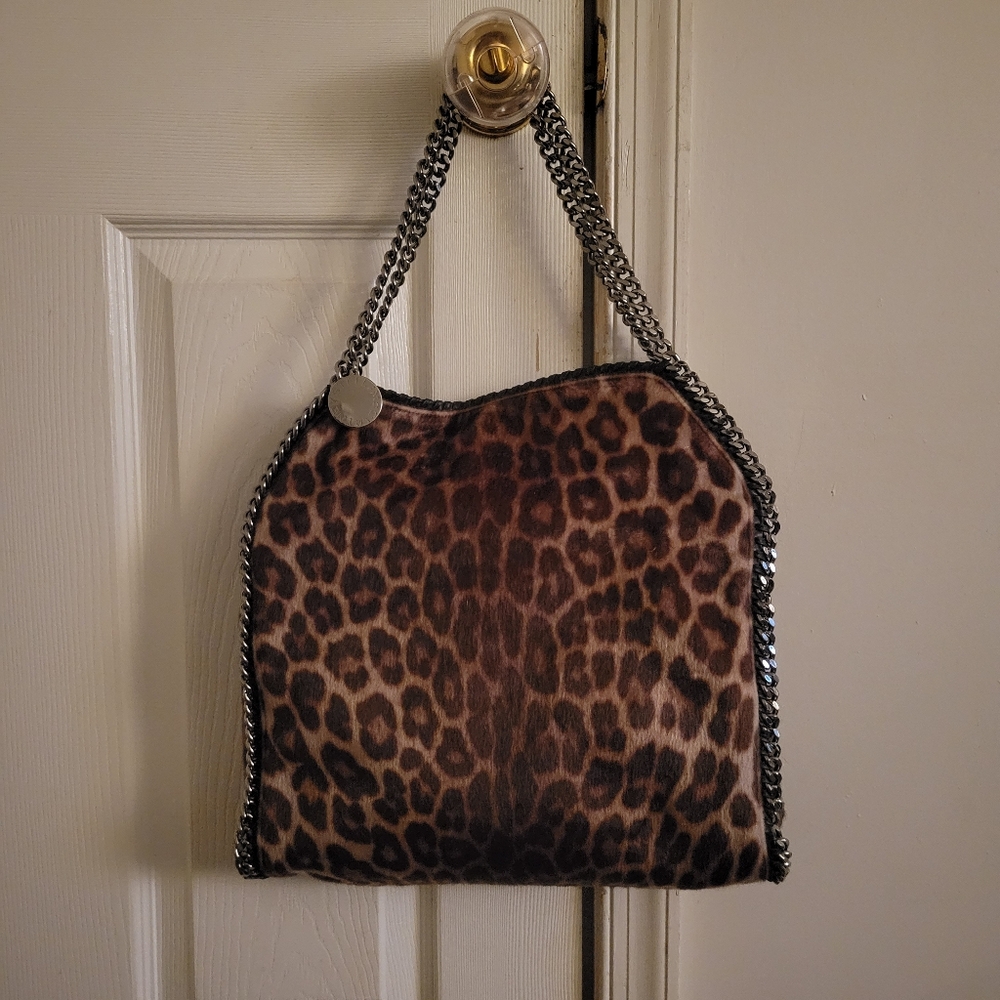 Stella McCartney Falabella Tote Bag in Leopard Print w/Chain Link Straps